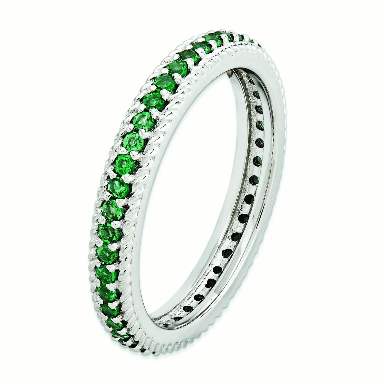 Sterling Silver Eternity Ring Solid Rhodium Stackable Expressions Diamond Ring