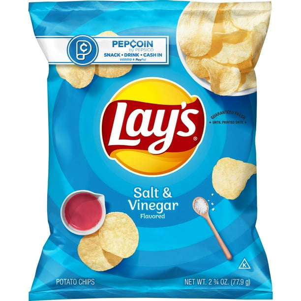 Lay's Potato Chips, Salt &amp; Vinegar Flavor, 2.75 oz Bag - Walmart.com ...