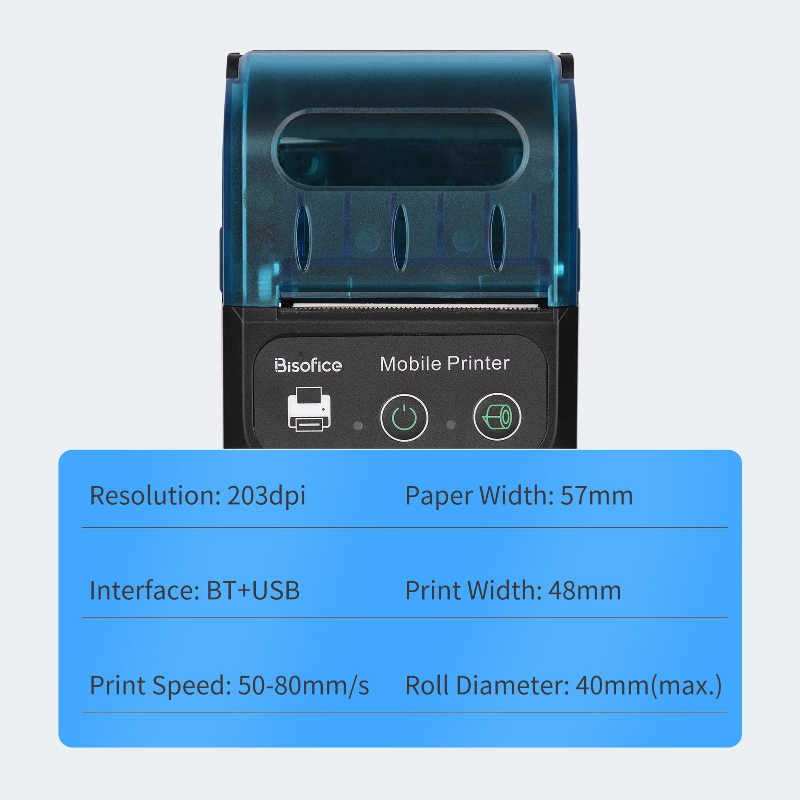 Bisofice Label printer,11 Thermal Paper Pocket Printers 11 Portable 58mm Receipt Thermal Printer 2 Receipt Thermal Printer Mobile Pocket Printers Thermal Paper Roll Printers 11 Thermal Market KOEB