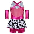 thumbnail image 2 of inhzoy Kids Girls Western Cowgirl Outfits Tassel Metallic Gloss Bodysuit with Arm Sleeve for Stage Hot Pink 14, 2 of 7