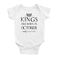 thumbnail image 1 of Kings Are Born In October Cute Baby Clothes Bodysuit Boy Girl Unisex, 1 of 3