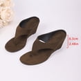 thumbnail image 5 of Women's Low Wedge Sandals Trendy Dressy Square Open Toe Summer Beach Flip Flops Thong Heeled Sandals Brown Size 7, 5 of 6