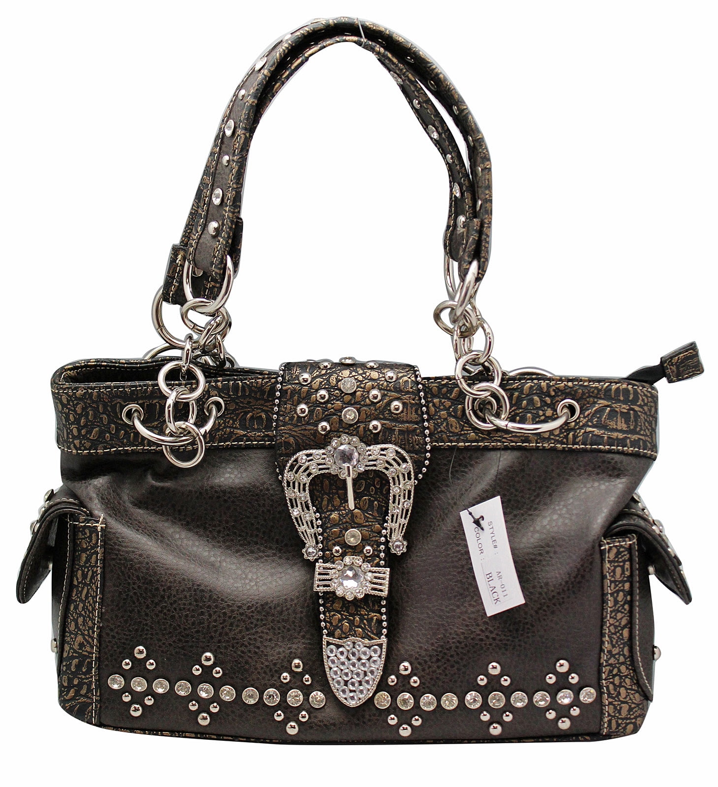 Womens Faux Leather Belt Buckle Multi Color Celebrity Purse Shoulder Bag Handbag 