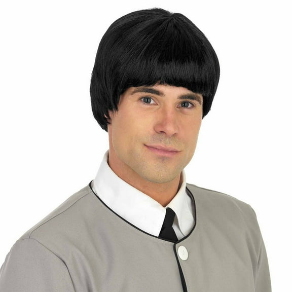 Fun Shack Mens 60s Mersey Beat Black Wig Adult 60s Pop Band Music Costume Halloween Black One Size