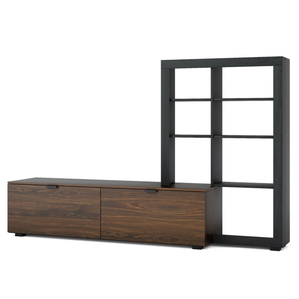 Demi Bonn TV Cabinet, 2-In-1 TV Stand with 4-tier Bookshelf for TVs up to 50", Media Entertainment Center with Storage, for Living Room, Bedroom, Walnut