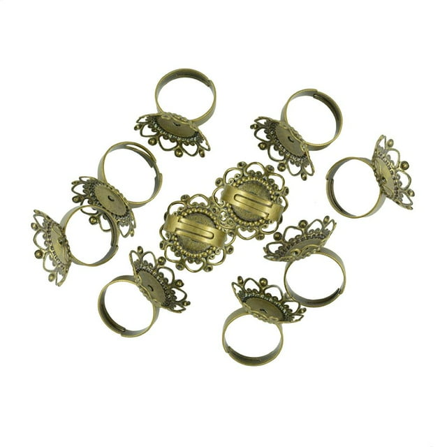 10pcs Anillos Bisel Almohadillas de Flores 25 Mm Resultados de La Joyería