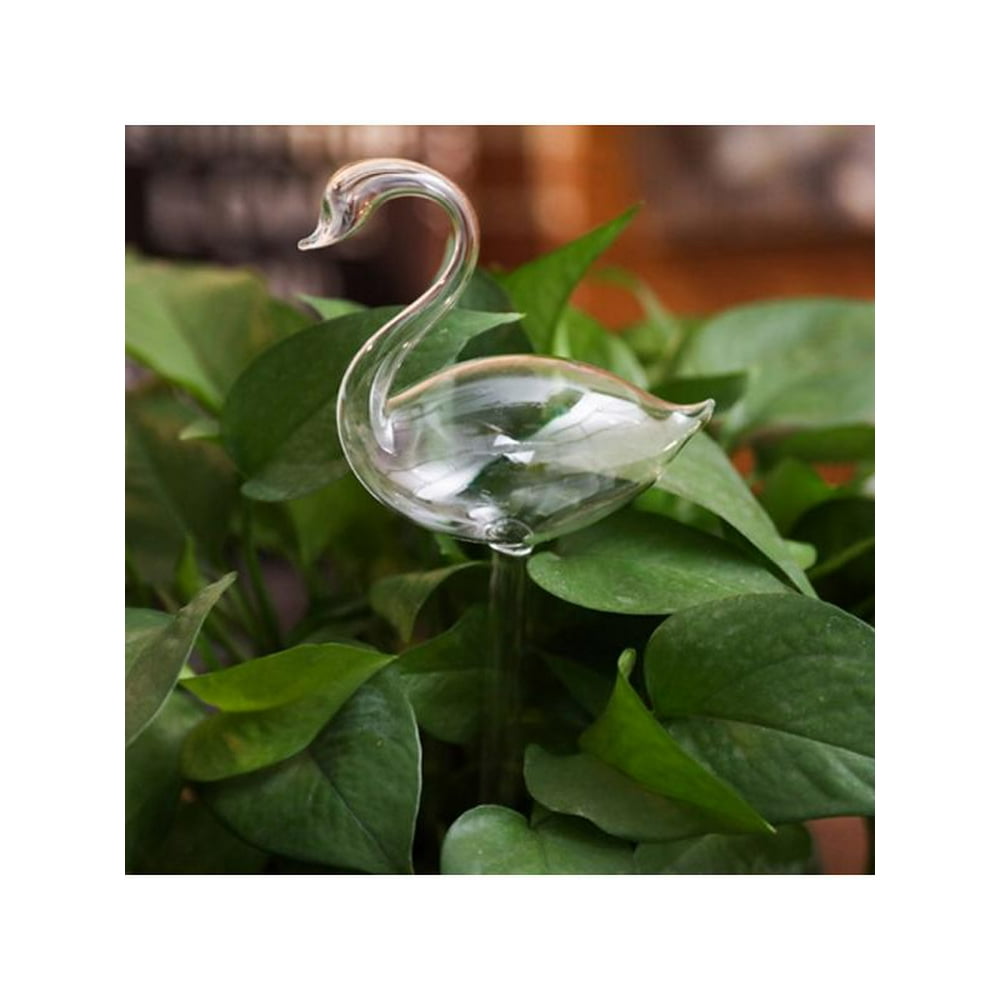 Glass Plant Flowers Water Feeder Self Watering Bird Automatic Drip