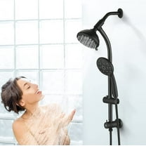 High Pressure 48-Settings Shower Head with Handheld Shower, Drill-Free 3-Way Diverter for Easy Reach, Adjustable Height Slide  Dual Shower Head Combo Set - Matte Black