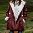 thumbnail image 2 of ZHYou Womens Coats Hoodie Fashion Solid Color Plus Size Warm V-Neck Winter Long Sleeve Outerwear Coats, 2 of 6