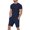 Navy, variant on Mens Short Sets 2 Piece Outfits Summer Casual Soft Breathable Cotton Short Sleeve Shirts and Shorts Solid Color Men's Fashion Clothes Yellow, Size XL
