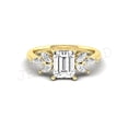 thumbnail image 2 of 925 Sterling Silver Ring with 14K Yellow Gold Plating Emerald Cut Diamond Engagement Ring – Leaf Cluster Design – Nature Inspired Bridal Ring – Solitaire Promise Ring for Her, 2 of 5