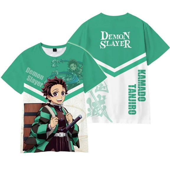 Boys Shirt Anime Demon Slayer Shirt Cosplay Top Cartoon T-Shirts Fashion Casual Short Sleeve -XXS