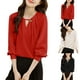 thumbnail image 1 of Conjuntos de trabajo para mujer,Blusa plisada con cuello en V para mujer, manga corta, poliéster, informal, estampada, para uso diario, sopatenor, 1 of 6