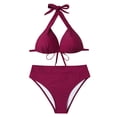 thumbnail image 1 of Mujeres Con Almohadillas en El Pecho Sin Soporte de Acero Con Cuello en V Cuello Halter Seaside Beach Swim Bikinis Set Split Traje de Baño Odeerbi ODB117493, 1 of 4