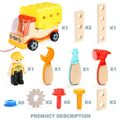 TOP BRIGHT Jouet Garage Voiture Bois pour Enfant,Cadeau Educatif po