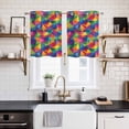 thumbnail image 2 of 2 Panels Kitchen Tier Curtains 39 Inch Length, Colorful Geometric Grommets Window Treatment Curtain, Modern Multicolor Abstract Motifs Thermal Curtains Drapes for Living Room/Bathroom, 2 of 9