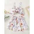 thumbnail image 2 of Baby Girl Summer Skirt Outfits Floral Print Sleeveless Tops Button Embellished Skirt Two Piece Set, 2 of 8