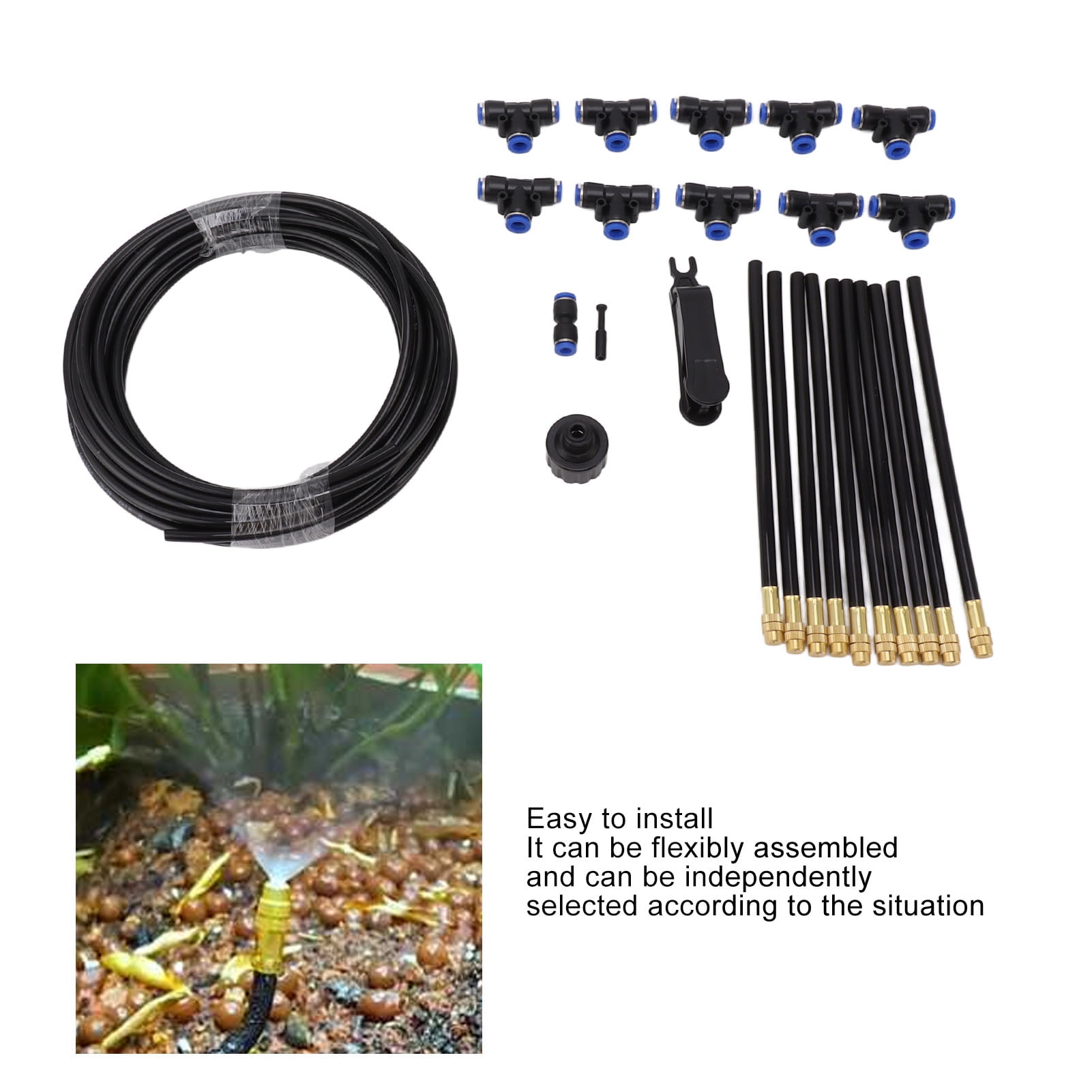 BIMZUC Above Ground Sprinkler System with 360 Degree Adjustable Bendable Nozzle for Greenhouse Outdoor Plant Drip Irrigation Kit 10m 32.8 ft EU Standard