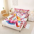 thumbnail image 2 of Erosebridal Cartoon Baseball Popsicle Bed Sheets 4pcs For Boys Girls,Kids Teens Green Dessert Cream King Sheets,Pink Red, 2 of 5