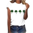 thumbnail image 4 of Uootdi T-Shirts à Manches Courtes pour Femmes Col Rond Imprimé Trèfle Usé Hauts Doux Tenue de Fête Cadeau, 4 of 7