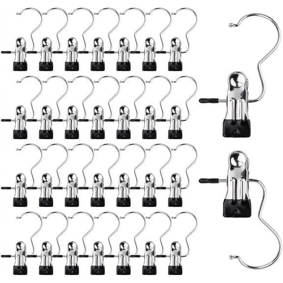 30Pcs Boot Hangers for Closet, Portable Laundry Hooks with Clips, Hanging Clips Clothes Pins, Hanger Clips Boot Hanging Hold Clip, Multifunctional Hangers Single Clips for Pants Hats Travel