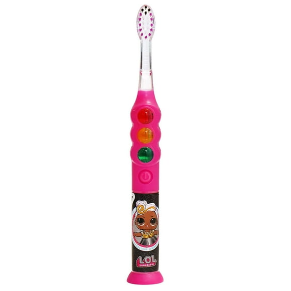 Firefly Ready Go Brosse à Dents Minuteur Lumineuse, L.O.L. Surprise!, Poils Doux Premium, Minuterie 1 Minute, Moins de Désordre avec Ventouse, Batterie Incluse, Rangement Facile, Recommandé par les Dentistes, 3 Ans et Plus, 1 Pack