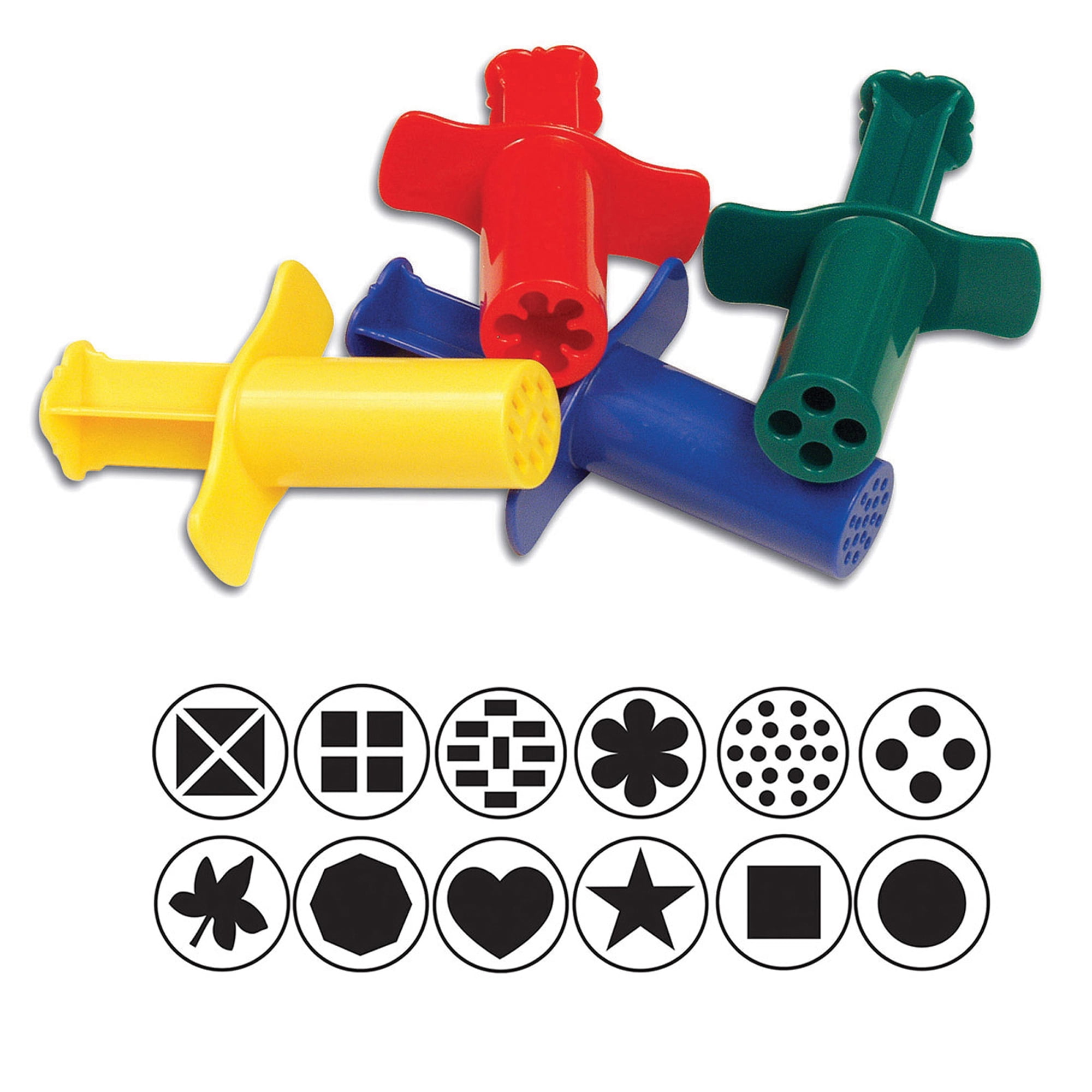 Plastic Dough Extruder Guns Kids Modelling Set of 4 Clay Tools Assorted Shapes 