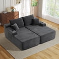 thumbnail image 2 of Muumblus Indoor Double Chaise Lounge Sofa with Cup Holders, 69"W Oversized Deep Seat Cloud Sectional Sofa, Boneless Sleeper Couch Bed, Gray Corduroy, 2 of 11