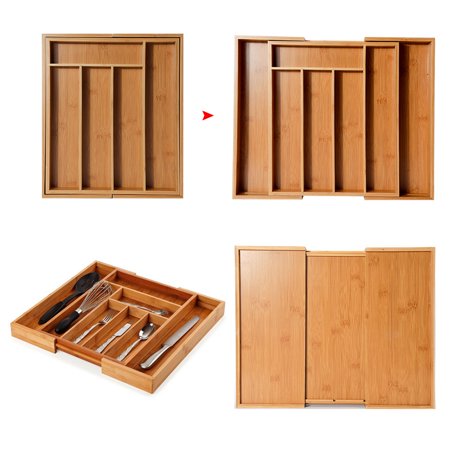 Expandable Cutlery Bamboo Drawer Organizer Cutlery Tray Kitchen