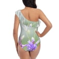 thumbnail image 5 of Uemuo Purple Butterfly On Wild Print Women's One Piece Swimsuit Asymmetrical Neck Bathing Suit One Shoulder Side Cutout Ruffle Swimwear-X-Large, 5 of 6