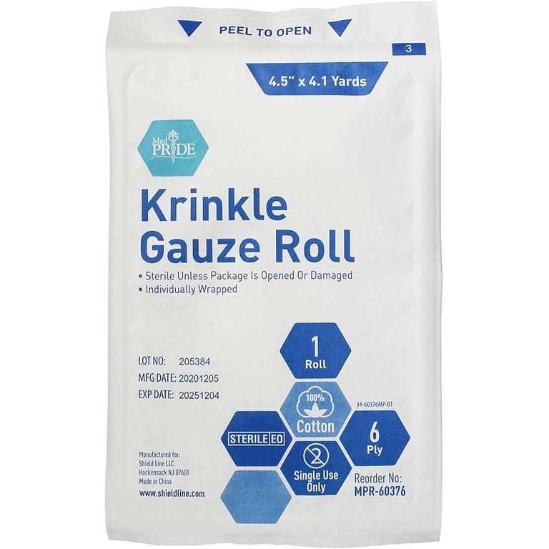 MedPride Sterile Krinkle Gauze Rolls, 4.5" x 4.1 Yards, 6-Pack photo 5