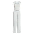thumbnail image 4 of No Boundaries Sleep Pointelle Baby Tee and Pants Set, 2-Piece, Women’s XXS-3X, 4 of 4