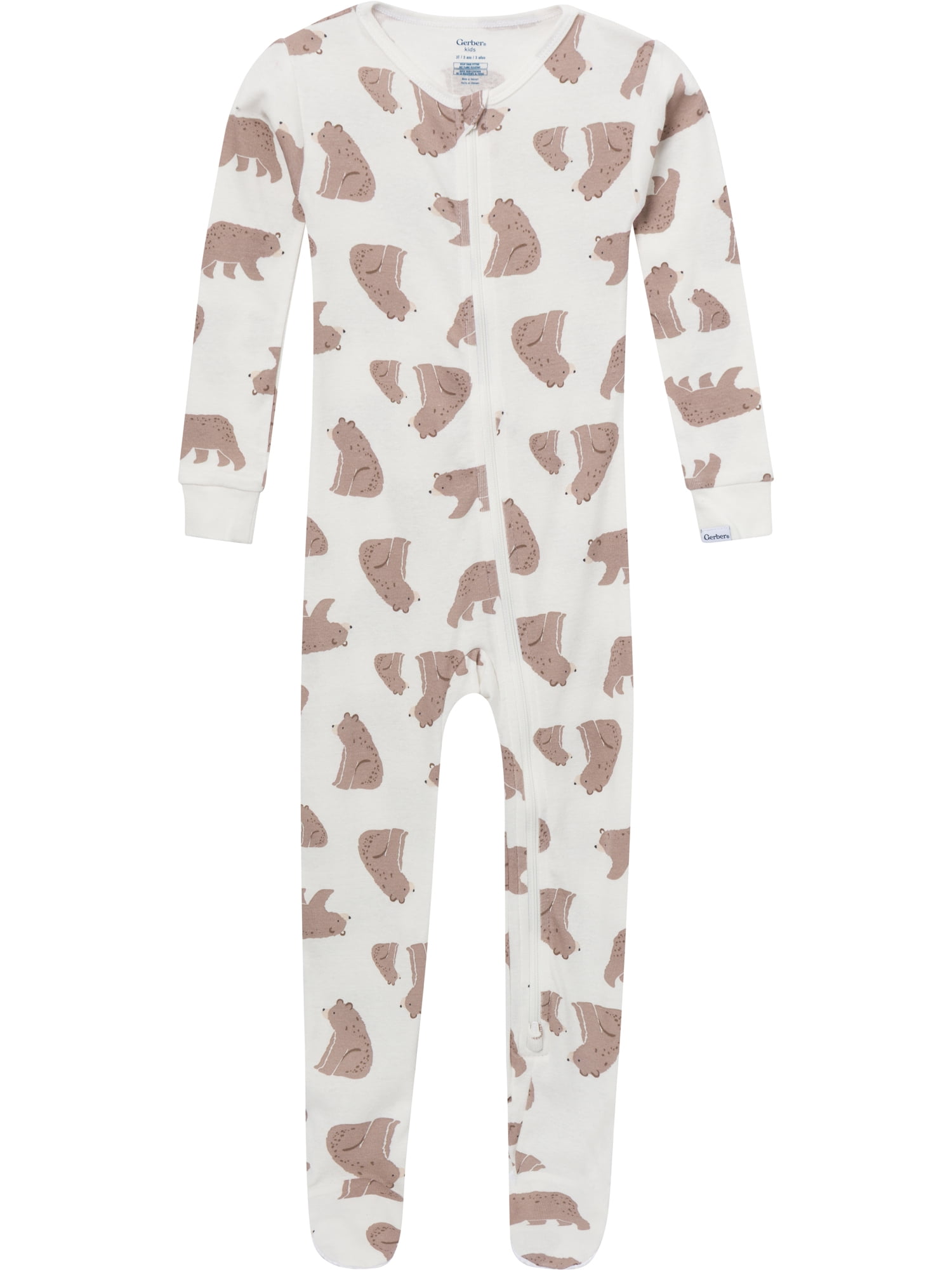 Gerber Baby and Toddler Neutral Tight Fitting Footed 2-Way Zipper Unionsuits, 2-Pack, Sizes 0/3 Months - 5T