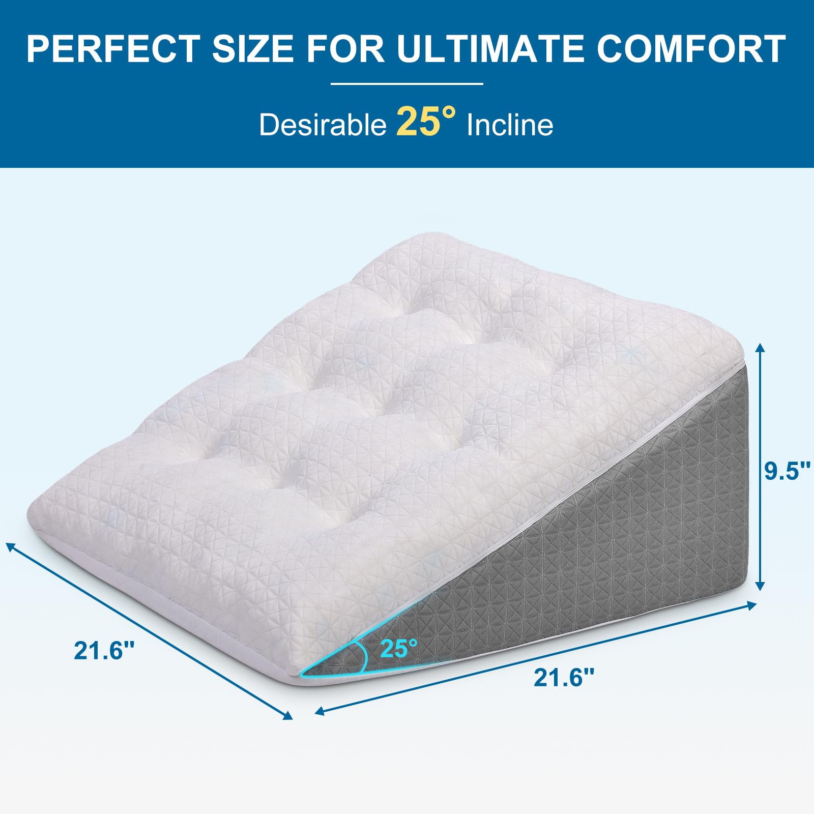 Shinnwa Wedge Pillow for Sleeping with Tufted Memory Foam Top Dual-layer Body Positioner Elevate Cushion