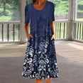 thumbnail image 2 of CNKOO Femmes Grande Taille Impression Col Rond Robe Demi-Manche Été Rétro Robes de Plage Florales pour les Femmes 2022, 2 of 5
