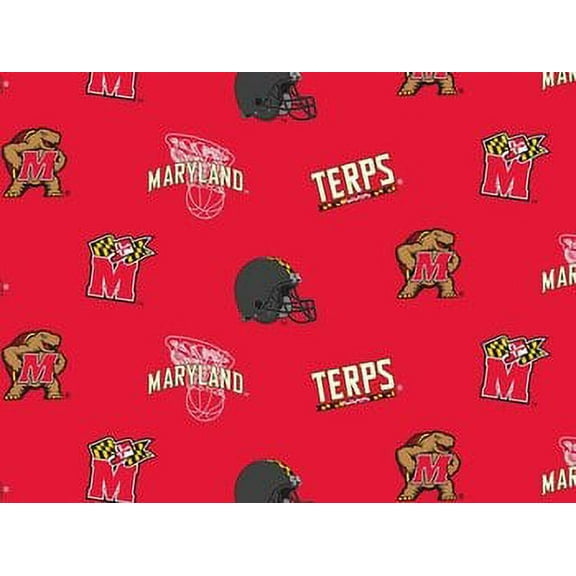 University of Maryland Fabric Super Soft Collegiate Classic Fleece Allover Design-Sold by the Yard