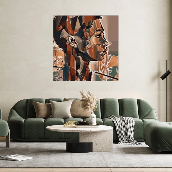 Beautiful african american model colorful wall art background 20x20in canvas stretched on wood frame