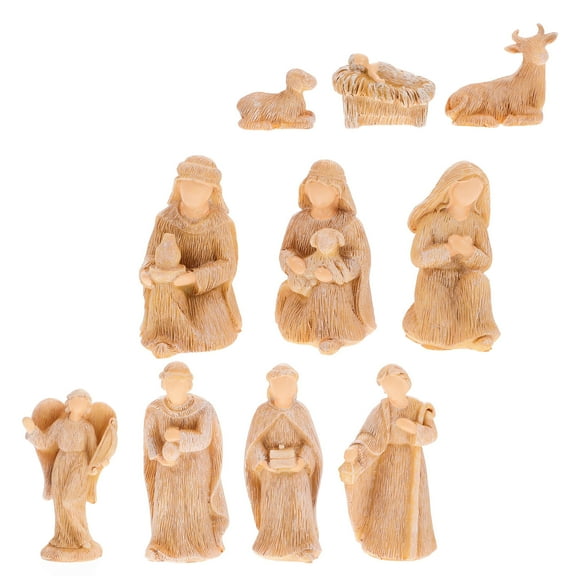 FOMIYES Beige Resin Nativity Set with Detailed Craftsmanship for Christmas Decorations Fits Any Home Office or Church Scene 1 Set