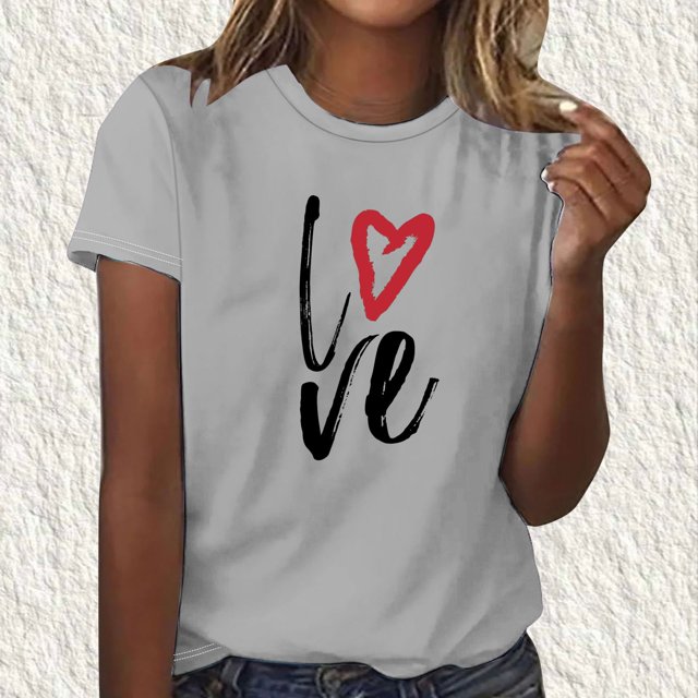 Fiudx Liquidación de Ahorros de Verano Camiseta Estampada Informal y de Moda para Mujer con Cuello Redondo y Top de Manga Corta