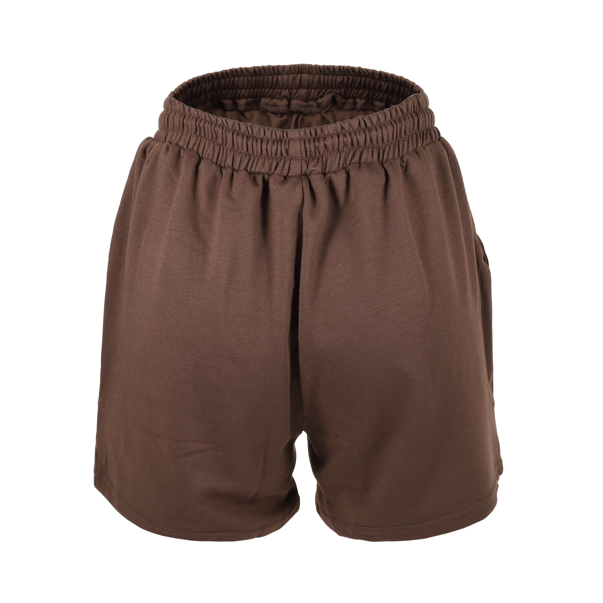 Unique Bargains Women's Flowy Running Shorts High Waisted Coffee Color Size L
