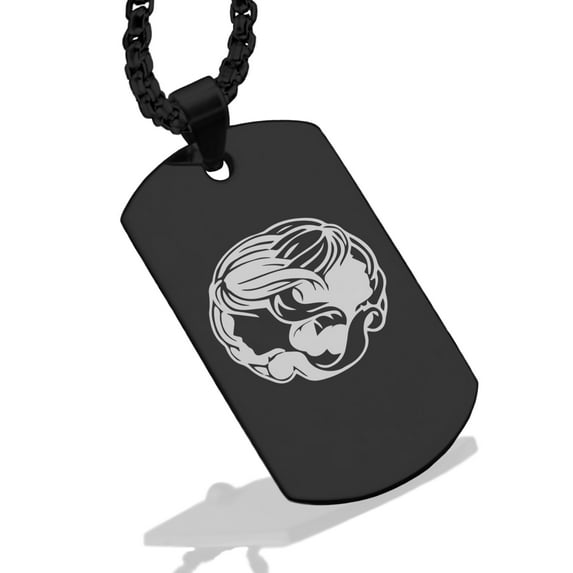 Stainless Steel Gemini Zodiac (Twins) Dog Tag Pendant Necklace