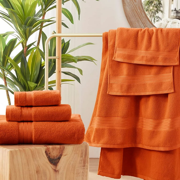Luxury Burnt Orange Bath Towels Set Cotton Hotel Large Bath Towels for Bathroom Thick Bathroom Towels Set of 3 with 1 Bath Towel 1 Hand Towel 1 Washcloth 650SM Walmart