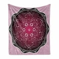 thumbnail image 1 of Purple Mandala Soft Flannel Fleece Throw Blanket, Classic Baroque Inspired Eastern Pattern Renaissance Effect, Cozy Plush for Indoor and Outdoor Use, 50" x 60", Maroon Baby Pink Black, by Ambesonne, 1 of 6