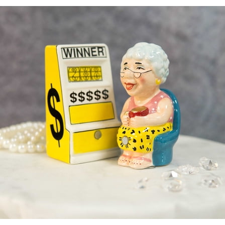 Casino Jackpot Winner Slot Machine And Gambling Grandma Salt And Pepper Shakers