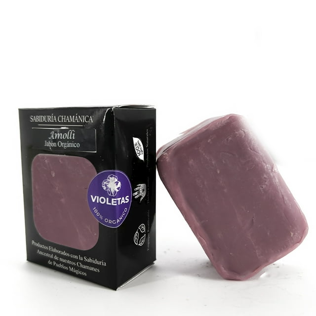 Jabon Natural 100% Artesanal Orgánico Energético Violetas Atraccion SABIDURÍA CHAMÁNICA Amolli Jabon Violetas