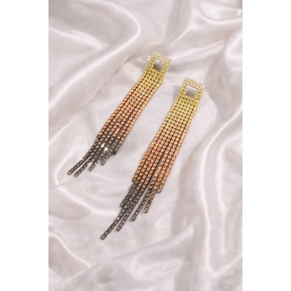 RubyLee Elegance Tassel Gold and Black Earrings, Stainless Steel, 2 Count per Pack