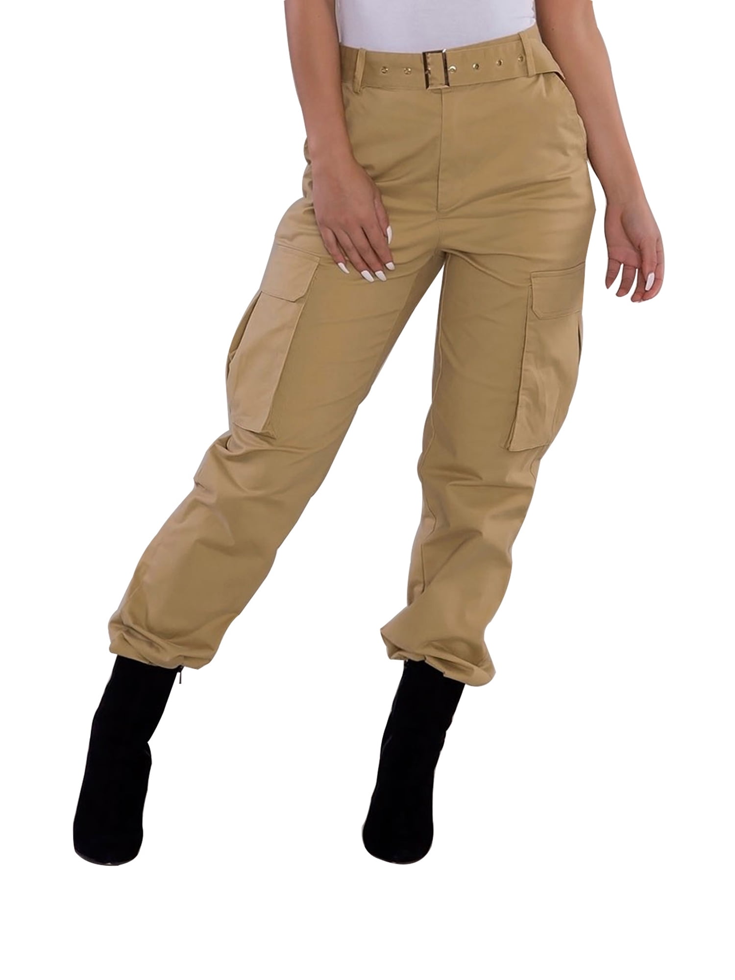 Womens Trousers Army Military Ladies Casual Cargo Pants Ladies Loose Fit Pockets 