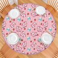 thumbnail image 2 of Pink Cow Milk Strawberry Pattern Round Fitted Tablecloth with Elastic Edge,Dining Table Cover Waterproof,Outdoor Round Tablecloth for Camping,Dining,Indoor and Outdoor, 2 of 7