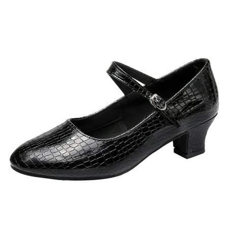 QYZEU Cute Tennis Shoes for Women Womens Shoes Casual Leisure Women s Soft Sole Non Slip Square Heels Strap Round Toe Breathable Dancing Shoes Bohemian Sandals Black 39