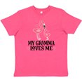 thumbnail image 3 of Inktastic Gramma Loves Me Girl Flamingo Youth T-Shirt, 3 of 5